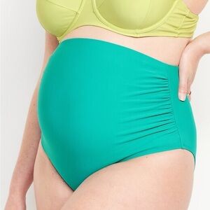 Green High-Waisted Maternity Bikini Bottom